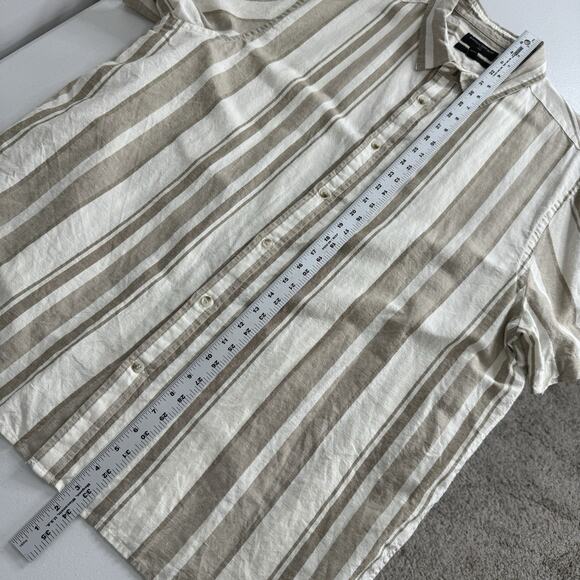 Banana Republic Mens Shirt XXL Tan Linen Blend Striped Slim Fit Old Money Preppy - Picture 5 of 10
